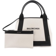 BALENCIAGA NAVY CABAS 帆布手提包/子母包（米白/黑色） S_廠商直送