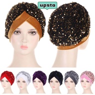 UPSTO Turban Hat Elegant Headband Glitter Sequins Head Wraps
