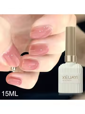 1Pc 15ML Pudding Milky Pink Gel Nail Polish, Pure Color UV Gel Polish, For Professionals Starter Nai