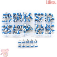 VIOLETLILAC 100PCS Variable Resistor, Film Type 10 Values Potentiometer, Precision Adjustable Blue&W