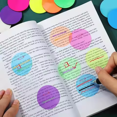8pcs Transparent Sticky Notes: Round Waterproof Index Stickers with Bookmark Tabs Aesthetic Marking 