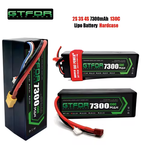 GTFDR 2S 3S 4S Lipo Battery 7300mAh 130C with XT60 EC5 TRX T/DEANS XT90 XT150 Plug HardCase For 1/8 