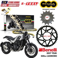 Benelli 500cc LEONCINO (2017) Full Set Regina TOURING STREET Chain 525 ZRT Steel Sprocket Sets