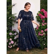 ♗127 Plus size maxi Dress Gold line (FIT TO XL)♔gown for ninang wedding