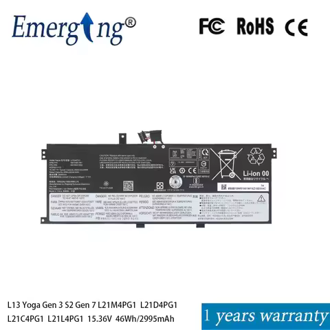 L21M4PG1 L21C4PG1 L21D4PG1 L21L4PG1 Laptop Battery For Lenovo ThinkPad L13 Yoga Gen 3 S2 Gen 7 15.36