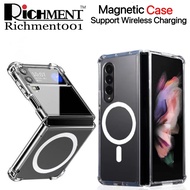 【 SG SELLER 】Crystal Clear Case Transparent Magnetic Cover Shockproof Case for Galaxy Z Fold 7 Fold 