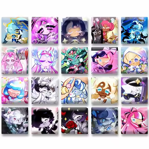 Anime Game Cookie Run Kingdom Square Brooches Cartoon Cosplay Badge Eternal Sugar Shadow Milk Cookie