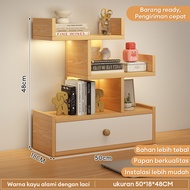 Rak Buku Kayu Meja Mini Rak Buku Meja Belajar Kayu Susun Rak Desktop Storage Rak Organizer Dengan La