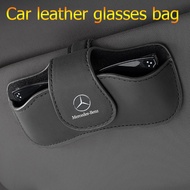 Car sun visor glasses holder leather wear-resistant sunglasses storage bag suitable for Mercedes-Ben