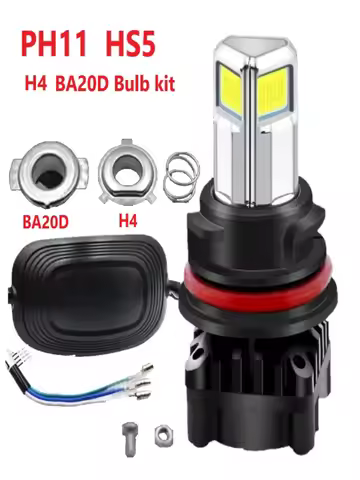 PH11 HS5 BA20D H4 LED Headlight Bulb kit for Motorcycle ATU Suzuki Kawasaki Honda,24 Watts High Low 