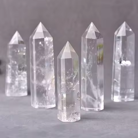 Natural Transparent Quartz Crystal Point Rod Hexagonal Prism Stone Home Decoration 50-90mm Polished 