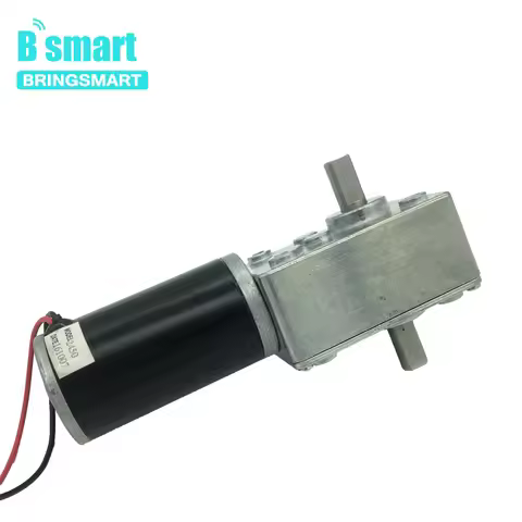 Bringsmart 12V Double Shaft DC Motor Worm Gear High Torque 5-470RPM 24 Volt Motor D Shaft Worm Reduc
