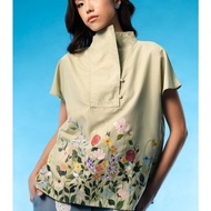 Jolie Clothing Reika Floral Hand Painted Top in Green Top/ Wanita Blouse/ Wanita