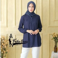 KATUN Navy - Plain Rayon Blouse - Rayon Top - Rayon Cotton - Fathin Basic - Tanahabang