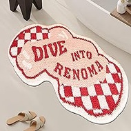 Blkjsgly Dive into Renoma Bath Mat,Non-Slip Pink Bath Mat, Cute Bathroom Rug Apartment Funny Bathroom Decor for Tub and Shower,Microfiber Washable Absorbent Shower Rug,15.6"x31.2"