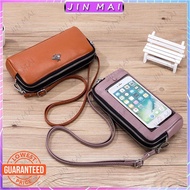 MX3 New Touch Screen Cowhide Leather Handphone Bag Women Double-Layer Zip Phone Bag Multi Purpose Sling Bag Wallet Woman.