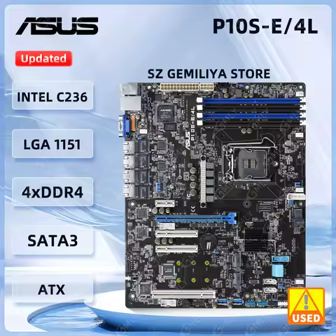 ASUS P10S-E/4L Server Motherboard Intel C236 Chipset Socket H4 LGA 1151 DDR4 64GB 2400 MHz ATX 1x PC