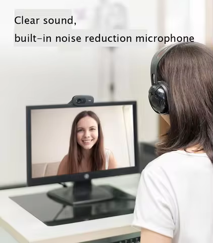 100%Logitech C270/C270i HD Webcam 720p Widescreen HD Video Call Light Correction Noise Cancelling Mi