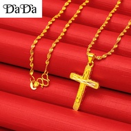 pure 18k Saudi Gold Pawnable Nakasangla Mens Necklace aesthetic padre pio Cross Lucky Pendant Hypoal
