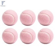 [Flameer] 6 Pieces Pink Tennis Ball Standard Shape Fuzzy Tennis Ball High Elasticity Training