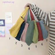rightfeel.sg Lunch Bag Corduroy Canvas Lunch Box Picnic Tote Cotton Cloth Small Handbag New