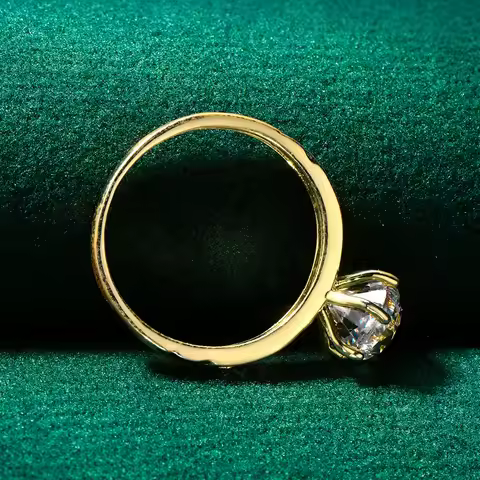 Lnngy Certified 10K Pure Gold Moissanite Ring for Women AU417 Lab Created Diamond Halo Engagement Ri