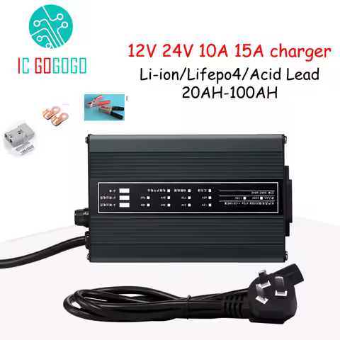 Lithium Battery Charger 10A 15A Li-ion Lipo Lifepo4 12V 24V Forklift Scrubber 3S 12.6V 4S 14.6V 7S 2