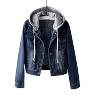Women Hoodie Eye-catching Wear Resistant Polyester Women Short Slim Denim Jacket for Autumn