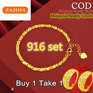 Womens Cheap Gold 916 Original Malaysia Auction Bracelet Ladies Korean Buy One Get One Earrings Four