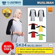 [Original Brand] Oren Sport SK04 Female Muslimah Long Sleeve Round Neck T-Shirt / Customize Logo Mus