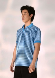 คร็อคโคไดล์เสื้อโปโลสีฟ้าเอเซอร์ลายริ้วทรงเรกูล่าร์ฟิต CROCODILE AZURE BLUE STRIPE REGULAR FIT POLO