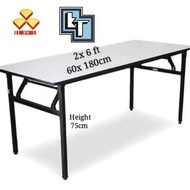 KT WARE 3V 2x6 ft Heavy Duty Foldable Wood Top Banquet Table/ Folding Banquet Table/ Function Table/ Catering Table/ Buffet Table/ Hall Table/ Office Table/ Meja Banquet/ Meja Lipat/ Meja Niaga/ Meja Kayu (Local)