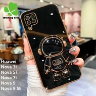 สำหรับ Huawei Nova 3i/โนวา4e/โนวา5T/โนวา7i/โนวา7/โนวา7 SE/โนวา8/โนวา8i/โนวา8 SE / Nova 9 / Nova 9 SE / Nova 10 / Nova 10 Pro / Nova Y61 ฝาครอบเคสมือถือแบบนิ่มเคลือบทองหรูหราตัวยึดนักบินอวกาศ10 Pro