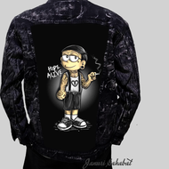 SANWASH Jaket Pria Terbaru 2024 Keren Gaya Jaket Jeans Denim Sandwash Washing Sablon Gambar Printing