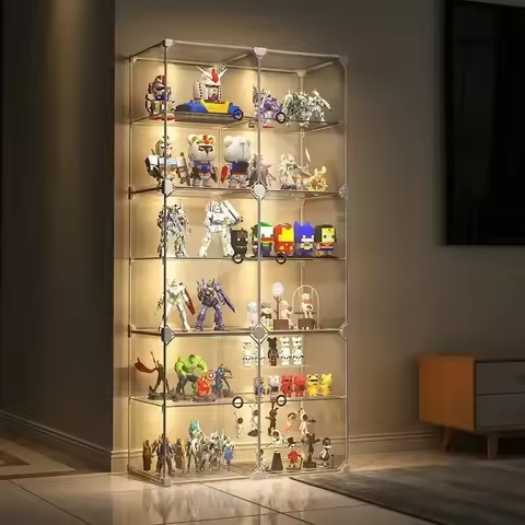 Crystal Clear Display Cabinet Dust Proof Shelf for Lego Figures Toys Model Nordic Style Storage Show