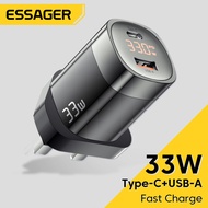 Essager 33W GaN Charger Digital Display PD Fast Charger USB Type C PD3.0 QC3.0 Quick Charging For iPhone 14 13 Pro Max iPad Samsung 828
