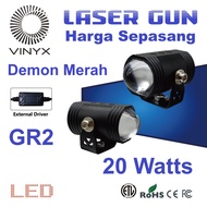 Lampu Tembak Vinyx GR2 Sorot LED Laser Gun D3 Stang Motor Grill Mobil Lasergun 20 Watt 2 Warna Putih