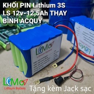KHỐI PIN LITHIUM 3S 126v - 125Ah. Được đóng từ 15 Cell Pin sạc 18650 Lishen + Mạch bảo vệ SẠC XẢ 3s 