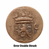KOIN KUNO 1 CENT NED INDIES TH 1833 V - ERROR DOUBLE STRUCK