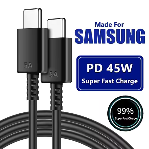 5A 45W PD USB-C Super Fast Charging Type-C Cable For Samsung S21 S22 FE S23 S24 Plus S25 Ultra A14 A