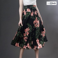 Pleated black skirt with yellow flowers - NOMI CV33