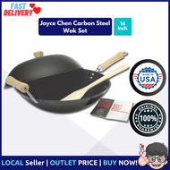 Joyce Chen 21-9971, Classic Series Carbon-Steel Nonstick Wok Set, 4-Piece Charcoal 14-Inch