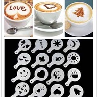 ☕️咖啡拉花☕️ （16款入） 花式咖啡 咖啡 拿鐵 卡布奇諾 奶茶 拉花 蛋糕 抹茶 可可粉 印花模具 模具