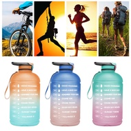 ■3.78L Water Bottle with Straw &amp; Dual Handle, Water Hydration with Motivational Time Marker for Outd