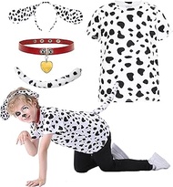 Z-Shop Dalmatian Costume Kids,Boys Girls 101 Days Of School Outfit Shirt Headband Ears and Tail Acce
