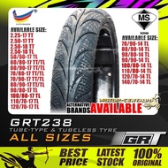 TAYAR MOTORSIKAL GRT GRT238 TUBELESS TYRE 50,60,70,80,90,100,110,120,140,2.25,2.50,225,250-14,17,18 