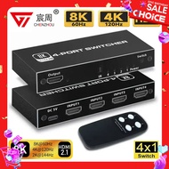 8K HDMI 2.1 Switcher Selector 4 in 1out  4K 120Hz HD Switch HDMI Splitter 4 In 1 Out 3 In 1 Out for laptop PC Switch TV Box PS5