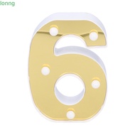 LONNGMY Sign Lamp, Battery Powered Number 6 LED Number Light, Elegant Gold Warm White Light 6 LED Nu