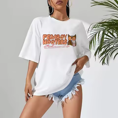 2000s Femboy Hooters Funny Tee Shirt Femboys Harajuku Y2k T-shirt Fashion Mange Hip Hop Tshirt Women