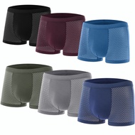[High Quality] 6PCS/Set Mesh Men Boxers Plain Breathable Underwear Bamboo Fiber Men's Comfortable Bo